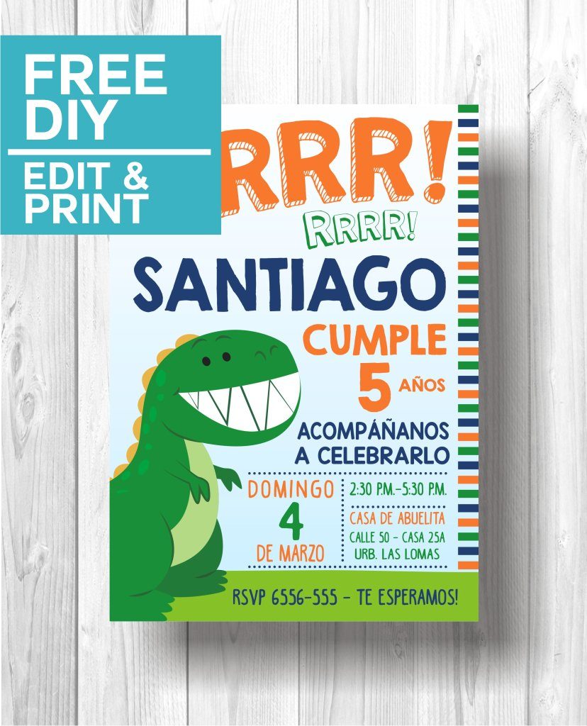 Invitacion fiesta Dinosaurio