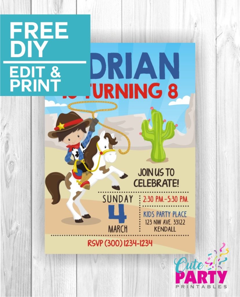 Cowboy Party Invitation CPP