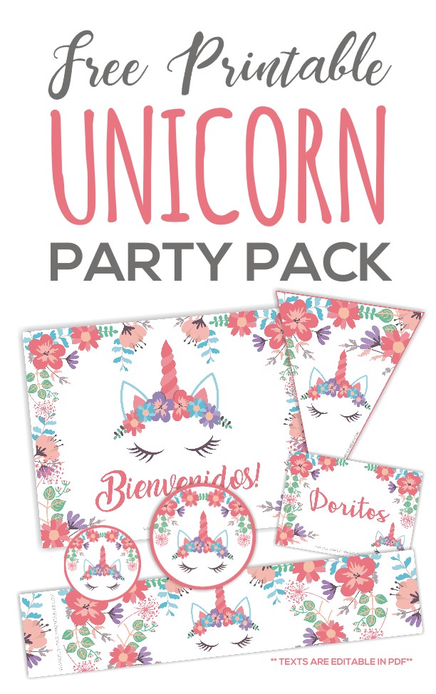 KIT IMPRIMIBLE UNICORNIO GRATIS